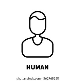Human icon or logo in modern line style. High quality black outline pictogram for web site design and mobile apps. Vector illustration on a white background.