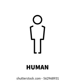 Human icon or logo in modern line style. High quality black outline pictogram for web site design and mobile apps. Vector illustration on a white background.