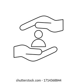 Menschliche Symbol auf den Händen einzeln auf weißem Hintergrund.