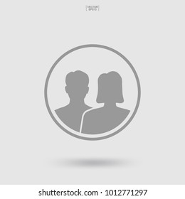 Human icon or people icon. Male and female. Man and woman sign and symbol for template design. Vector illustration.