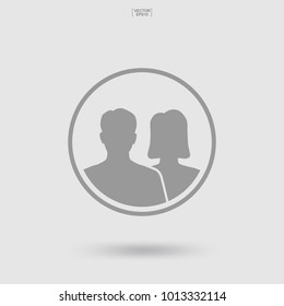 Human icon or people icon. Male and female. Man and woman sign and symbol for template design. Vector illustration.