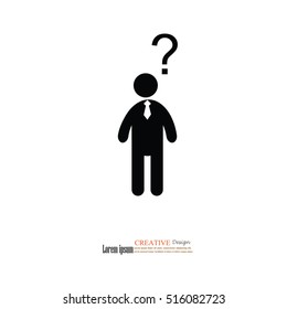 Human icon.man with question mark sign.man confused. vector illustration.