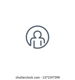 Human icon in round frame, vector