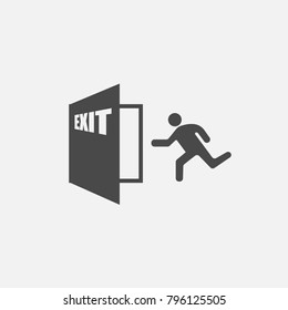 human icon running to exit door vector icon