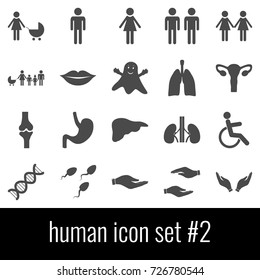 Human. Icon set 2. Gray icons on white background.