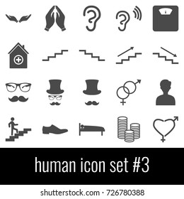 Human. Icon set 3. Gray icons on white background.