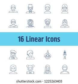 Human icon set and boy with arabian girl, asian girl and sportsman. Chinese woman related human icon vector for web UI logo design.