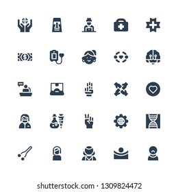 human icon set. Collection of 25 filled human icons included User, Concave, Psychologist, Customer service, Nose, Dna, Management, Hand, Poison, Dentist, Love, Teamwork, Influencer
