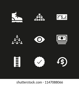 human icon set. hierarchical structure, eye and boot vector icon for graphic design and web