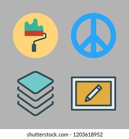 human icon set. vector set about peace, cpu, paint roller and draw icons set.