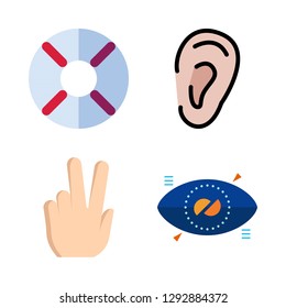 human icon set. vector set about ear, peace, bionic contact lens and help icons set.