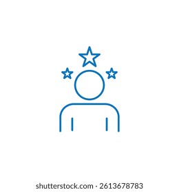Human icon with stars expressing the general ability of the person. Vector.