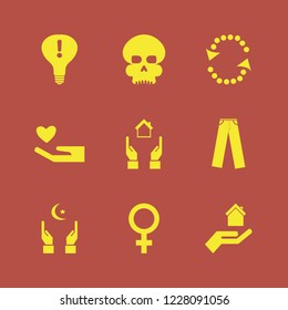 human icon. human vector icons set skull, trousers, recycle sign and heart hand