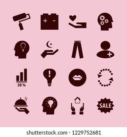 human icon. human vector icons set gear head, lips, sale and tray hand