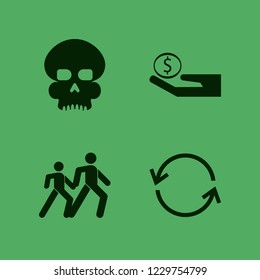 human icon. human vector icons set recycle sign, pedestrian people, money hand and skull