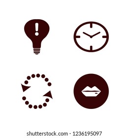 human icon. human vector icons set attention sign bulb, lips, watch face and recycle sign