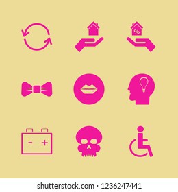 human icon. human vector icons set recycle sign, car battery, black bow tie and lips