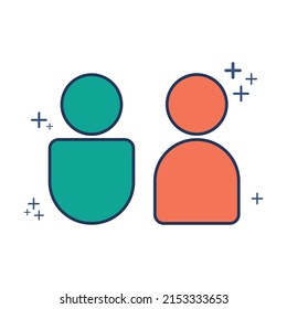 Human icon vector illustration glyph style design with color and plus sign. Isolated on white background.