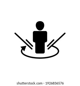 Human icon with virtual reality illustration. simple illustration. mobile concept app line icon and web design. Editable stroke. Design template vector