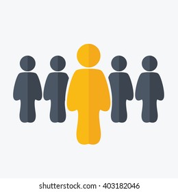 Human icons on the white. Human connection. Human icon of leader