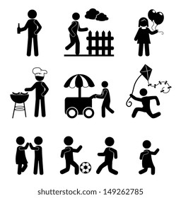 iconos humanos sobre ilustración vectorial de fondo blanco 