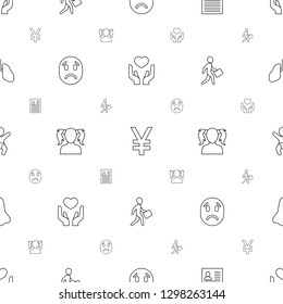 human icons pattern seamless white background. Included editable line hand with heart, yuan, resume, sad emot, girl, courier, newborn child icons. human icons for web and mobile.