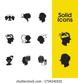 Human icons set with ambitious person, knowledge and faster thinking elements. Set of human icons and group concept. Editable vector elements for logo app UI design.