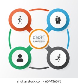 Human Icons Set. Collection Of Beloveds, Running, Jogging And Other Elements. Also Includes Symbols Such As Woman, Avatar, Walking.