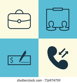 Human Icons Set. Collection Of Briefcase, Presentation, Payment And Other Elements. 