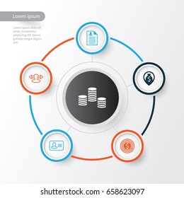 Human Icons Set. Collection Of Curriculum Vitae, Reverse, Personal Badge And Other Elements. Also Includes Symbols Such As Goal, Career, Man.