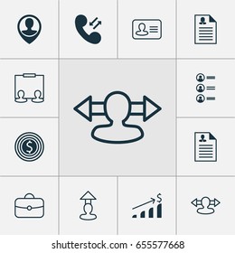 Human Icons Set. Collection Of Employee Location, Job Applicants, Personal Badge And Other Elements. Also Includes Symbols Such As Pin, Growth, Handbag.