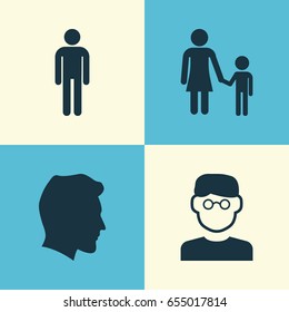 Human Icons Set. Collection Of Gentleman, Family, Male And Other Elements. Also Includes Symbols Such As Male, Child, Man.