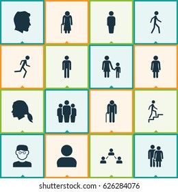 Human Icons Set. Collection Of Group, Member, Jogging And Other Elements. Also Includes Symbols Such As Jogging, Team, Member.