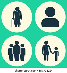 Human Icons Set. Collection Of Group, User, Family And Other Elements. Also Includes Symbols Such As Group, Unity, Team.