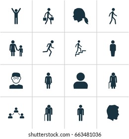 Human Icons Set. Collection Of Happy, Network, User And Other Elements. Also Includes Symbols Such As User, Old, Female.