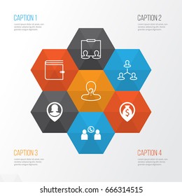 Human Icons Set. Collection Of Hierarchy, Anonymous, Wallet And Other Elements. Also Includes Symbols Such As Hierarchy, Pin, Conference.