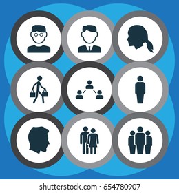 Human Icons Set. Collection Of Member, Network, Work Man And Other Elements. Also Includes Symbols Such As Male, Gentleman, Work.
