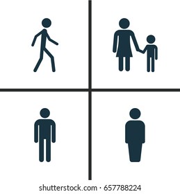 Human Icons Set. Collection Of Member, Jogging, Gentleman And Other Elements. Also Includes Symbols Such As Mother, Walking, Family.