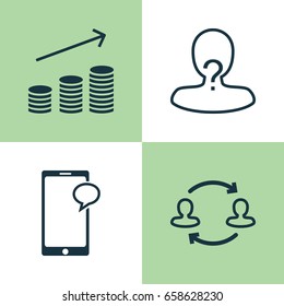 Human Icons Set. Collection Of Messaging, Anonymous, Team Structure And Other Elements. Also Includes Symbols Such As Partnership, Structure, Increase.