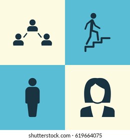 Human Icons Set. Collection Of Network, Businesswoman, Member And Other Elements. Also Includes Symbols Such As Man, Social, Woman.
