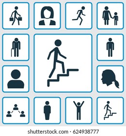 Human Icons Set. Collection Of Network, Gentleman, Family And Other Elements. Also Includes Symbols Such As Profile, Delivery, Mister.