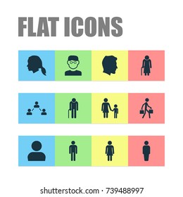 Human Icons Set. Collection Of Old Woman, Scientist, User And Other Elements. Also Includes Symbols Such As Network, Female, Man.