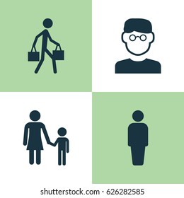 Human Icons Set. Collection Of Scientist, Member, Family And Other Elements. Also Includes Symbols Such As Family, Delivery, Scientist.