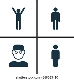 Human Icons Set. Collection Of Scientist, Gentleman, Member And Other Elements. Also Includes Symbols Such As Man, Scientist, Member.