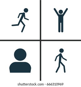 Human Icons Set. Collection Of User, Happy, Running And Other Elements. Also Includes Symbols Such As Jogging, Rejoicing, Happy.