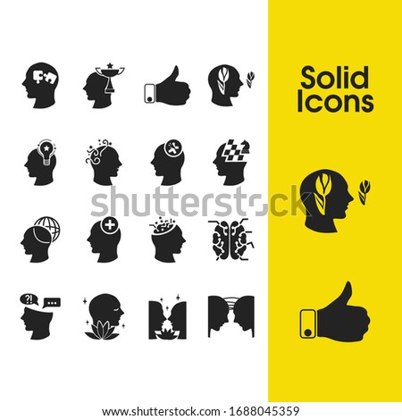 Human icons set with harmony, inner dialog and empathy elements. Set of human icons and medicine concept. Editable vector elements for logo app UI design.