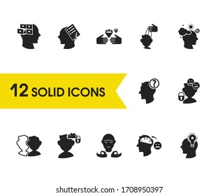 Human icons set with inspiration, imagination and planning elements. Set of human icons and marionette concept. Editable vector elements for logo app UI design.