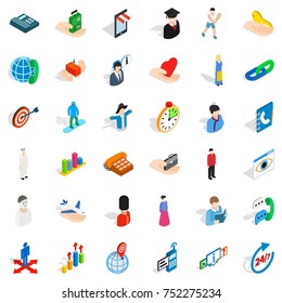 Human icons set. Isometric style of 36 human vector icons for web isolated on white background
