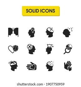 Iconos humanos con responsabilidad, actividad cerebral y elementos de inteligencia emocional. Conjunto de íconos humanos y concepto de emoción. Elementos vectoriales editables para el diseño de la interfaz de usuario de la aplicación del logotipo.