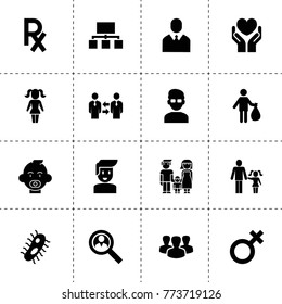 Human icons. vector collection filled human icons. includes symbols such as businessmen communication, man, user search, bacteria. use for web, mobile and ui design.